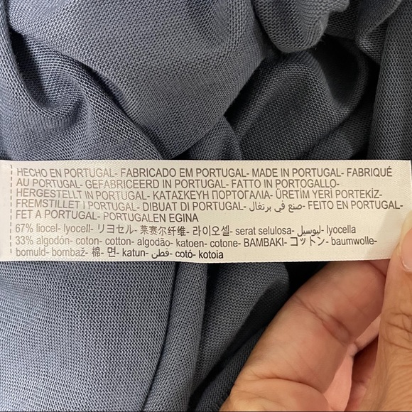 Massimo Dutti Dusty Blue Hooded Kangaroo Pocket Knit Pullover Top - Picture 9 of 9